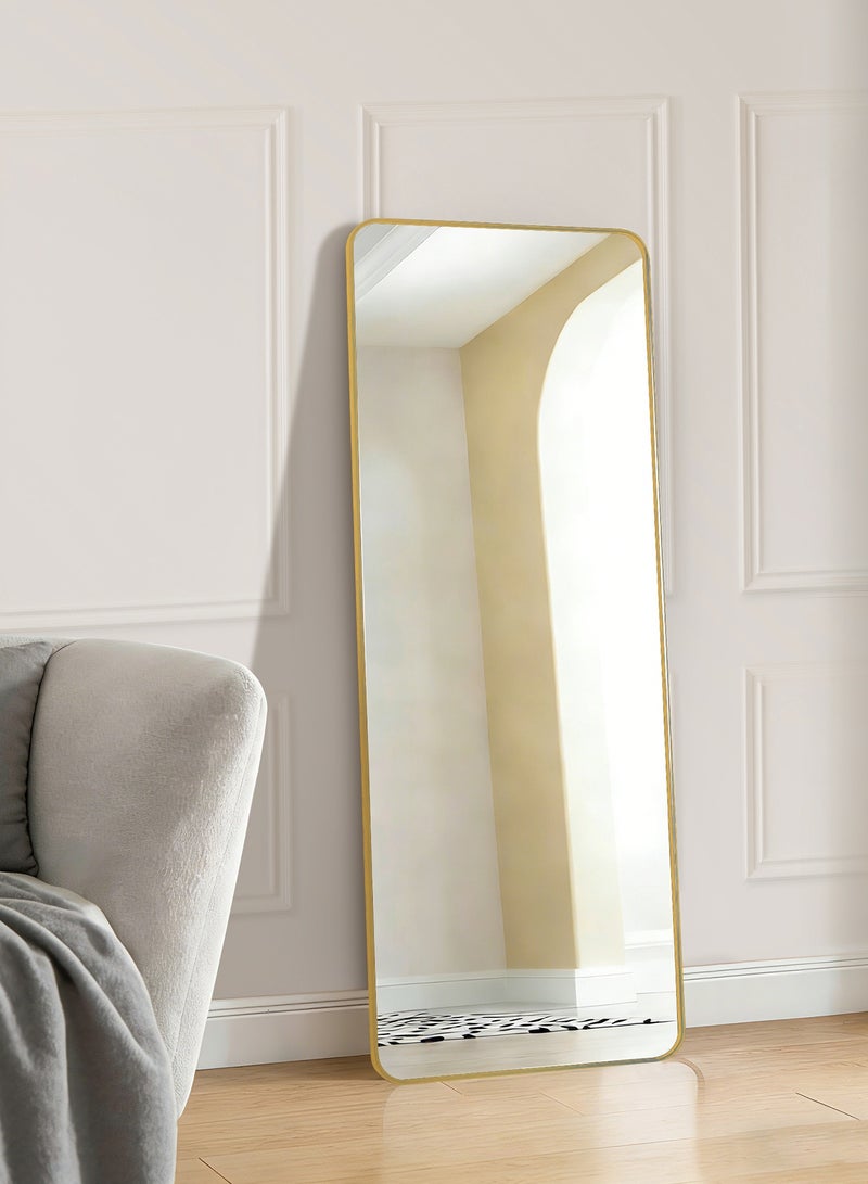 أركايوبتيركس مرآة مستطيلة بطول 120 × 30 سم وحواف مستديرة، تثبت على الحائط أو توضع على الحائط، مرآة بإطار من الألومنيوم لغرفة المعيشة وغرفة النوم والمدخل (ذهبية) - Image 5